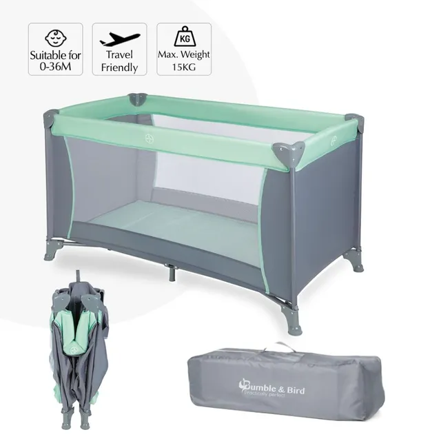 Bumble And Bird 2 in 1 Travel Cot And Foldable Playpen Green Bumble & Bird Yallatoys