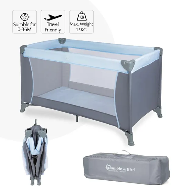 Bumble And Bird 2 in 1 Travel Cot And Foldable Playpen Blue Bumble & Bird Yallatoys