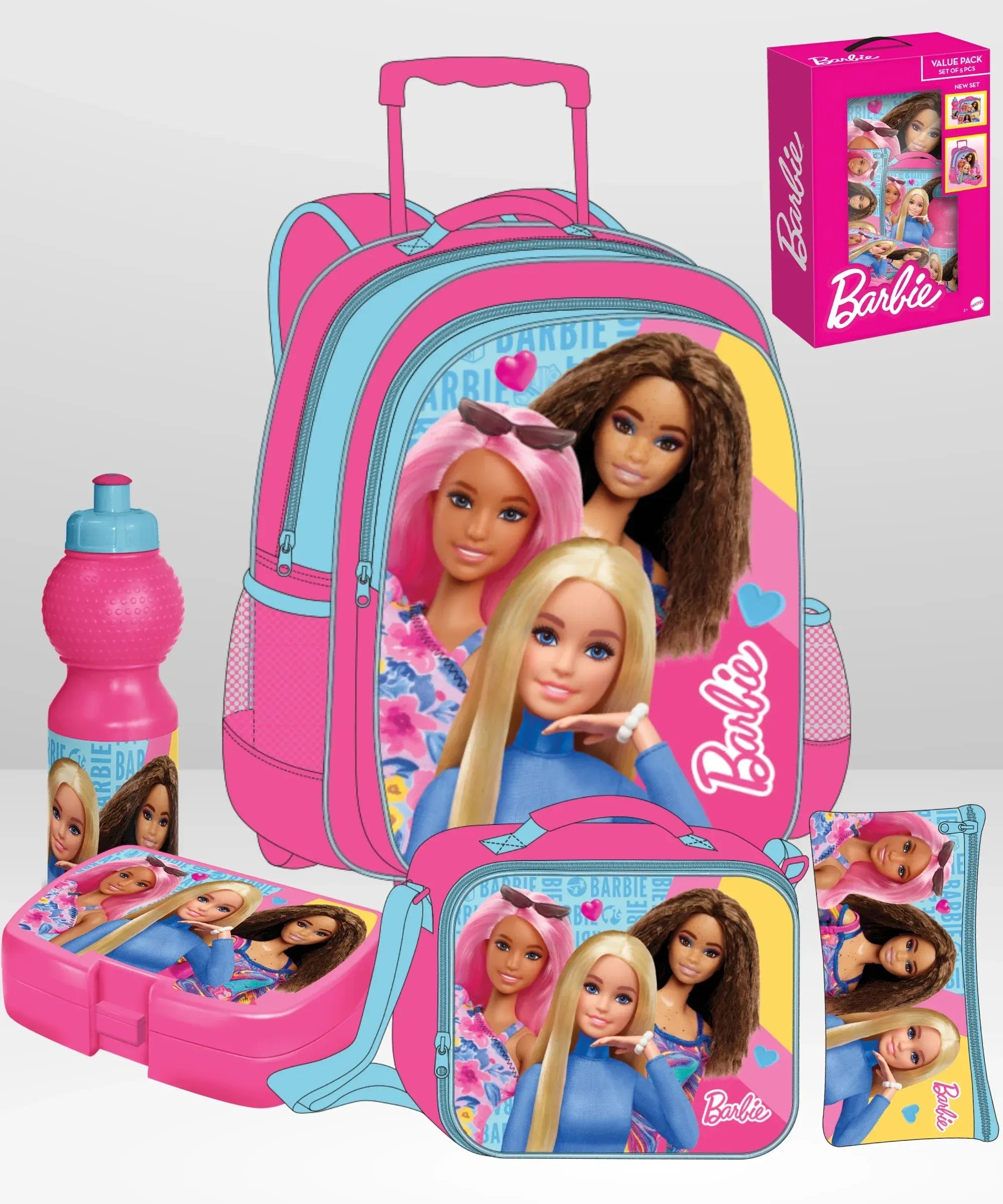 Barbie 5 In 1 Value Pack Trolley Bag 16 Inch