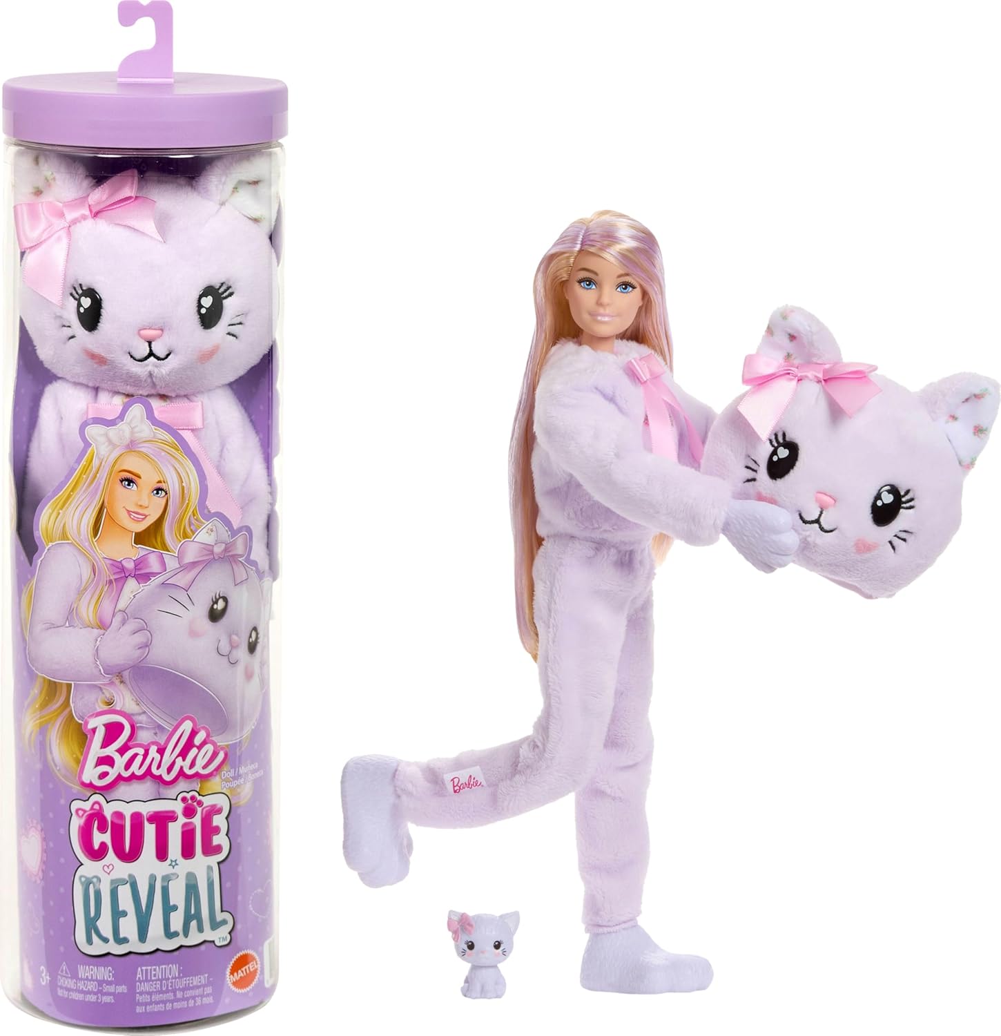 Barbie Cutie Reveal Care Bears Doll with Cuddly Kitten