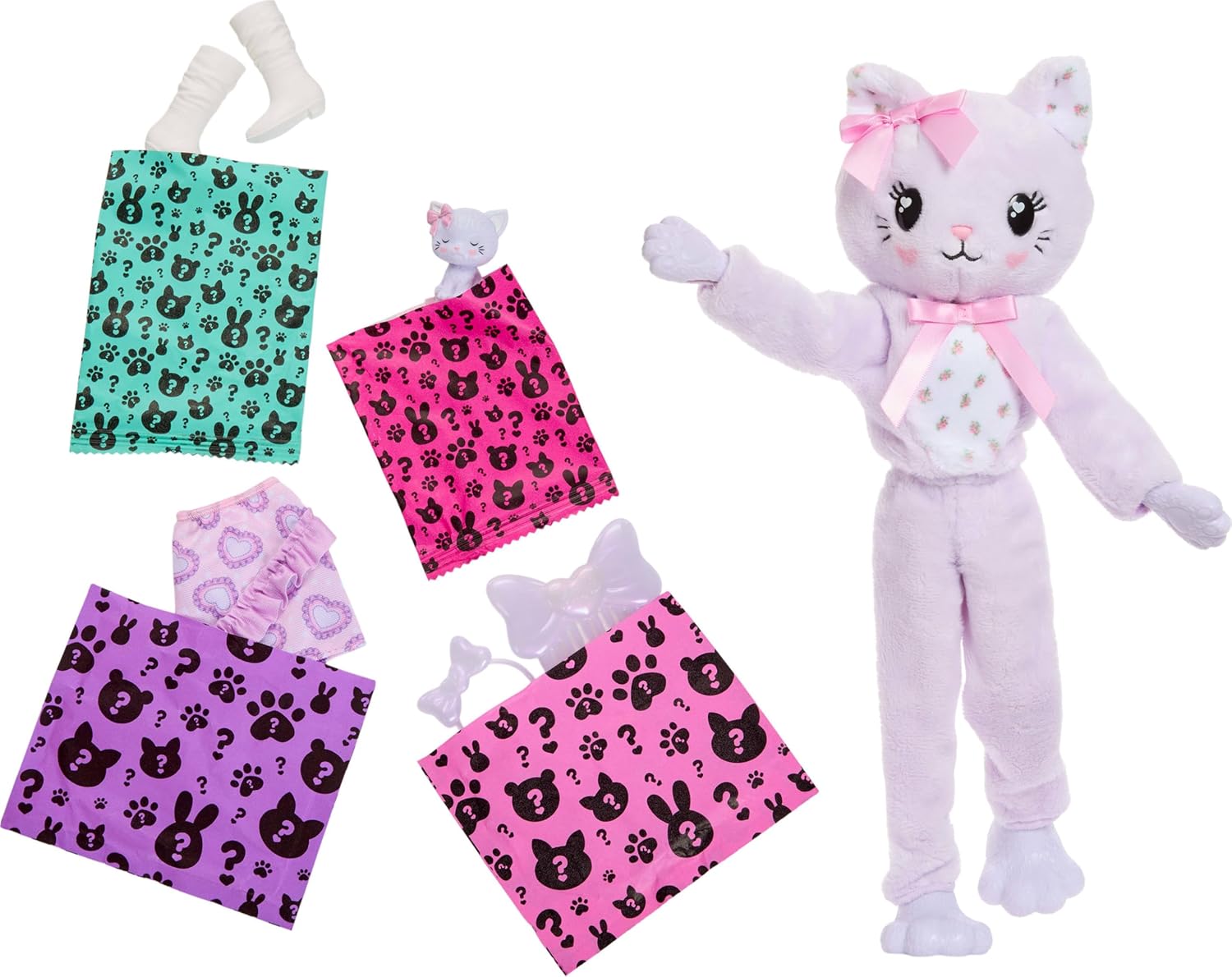 Barbie Cutie Reveal Care Bears Doll with Cuddly Kitten
