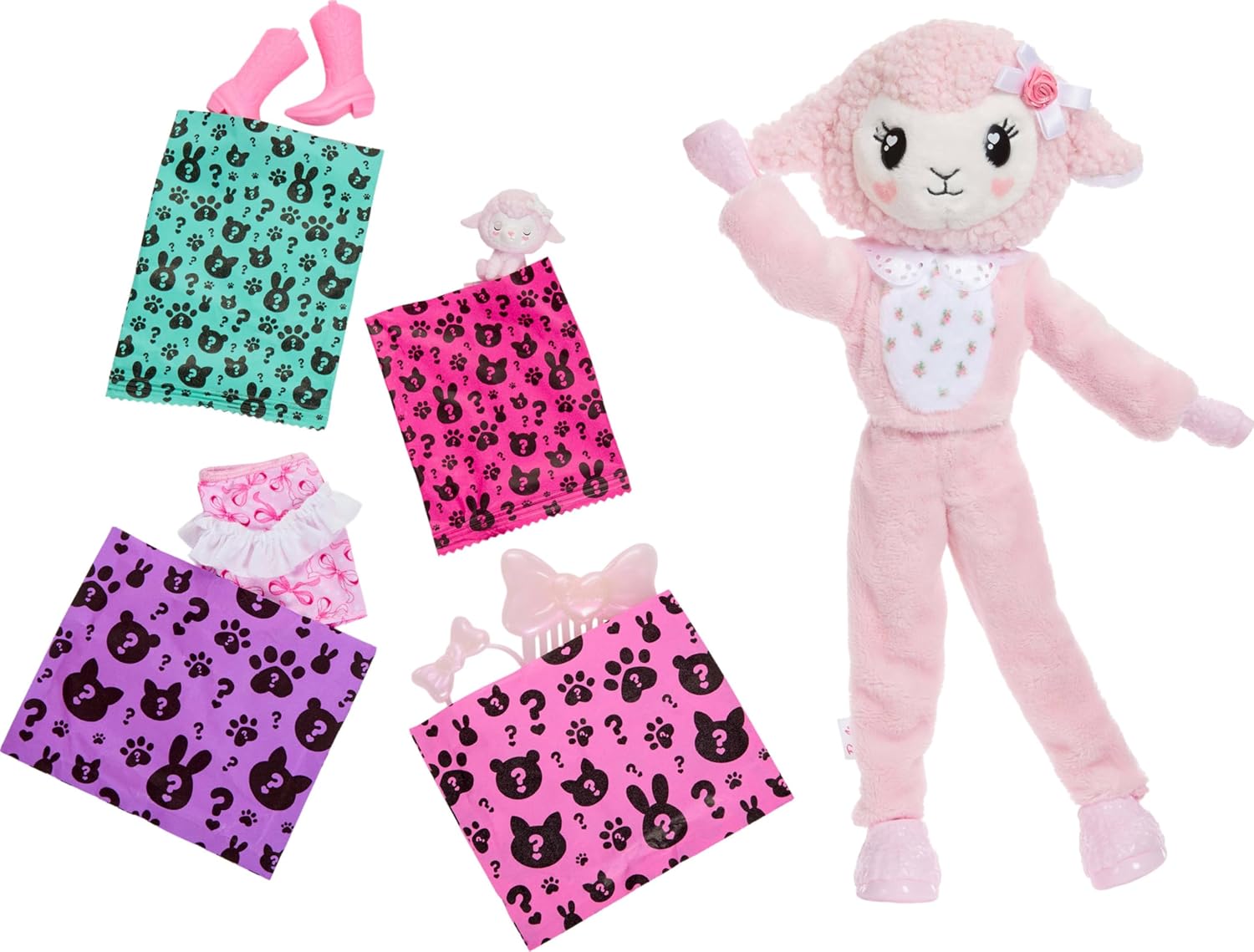 Barbie Cutie Reveal Care Bears Doll with Cuddly Lamb
