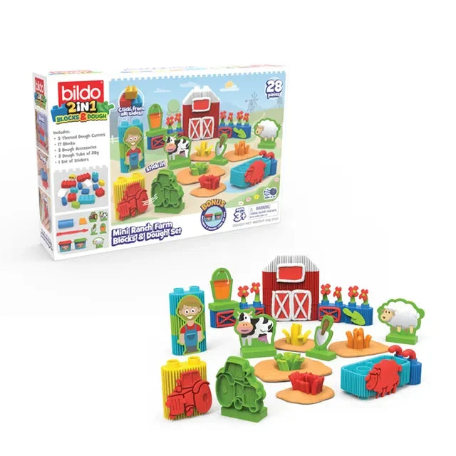 Bildo Mini Ranch Farm Blocks and Dough Set