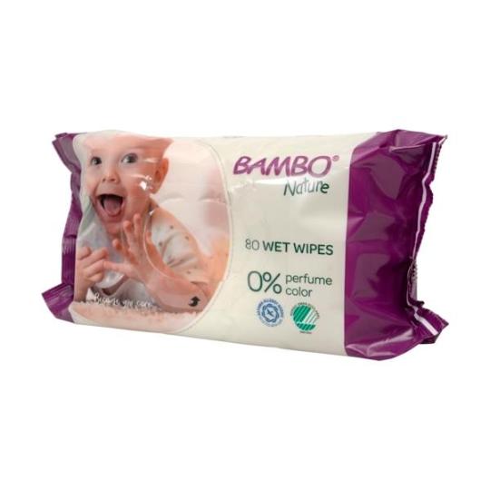 Bambo Nature Wet Wipes Pack of 80 Bambo Nature Yallatoys