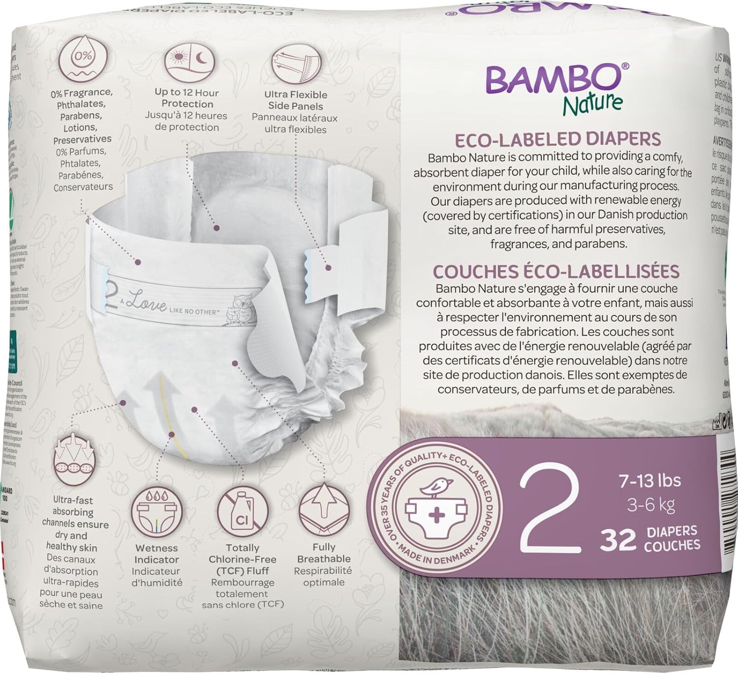 Bambo Nature Eco Friendly Diapers Size 2, 3-6kg 32Pieces Bambo Nature Yallatoys