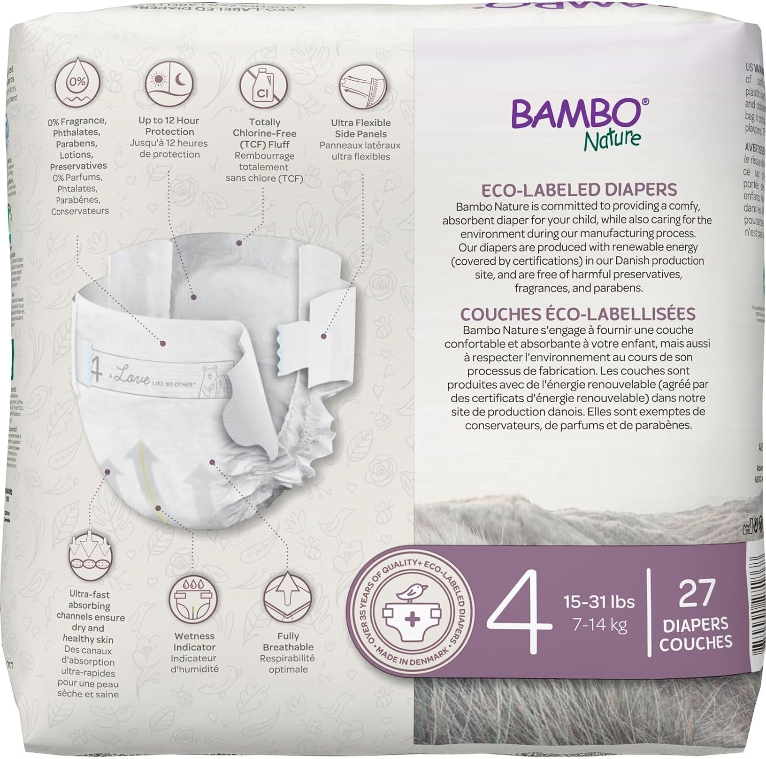 Bambo Nature Eco Friendly Diapers-Size 4, 7-14Kg 27Pieces Bambo Nature Yallatoys