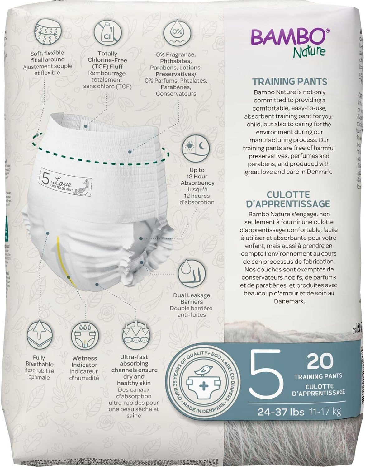 Bambo Nature Eco Friendly Training Pants Size 5, 12-18kg 20Pieces Bambo Nature Yallatoys