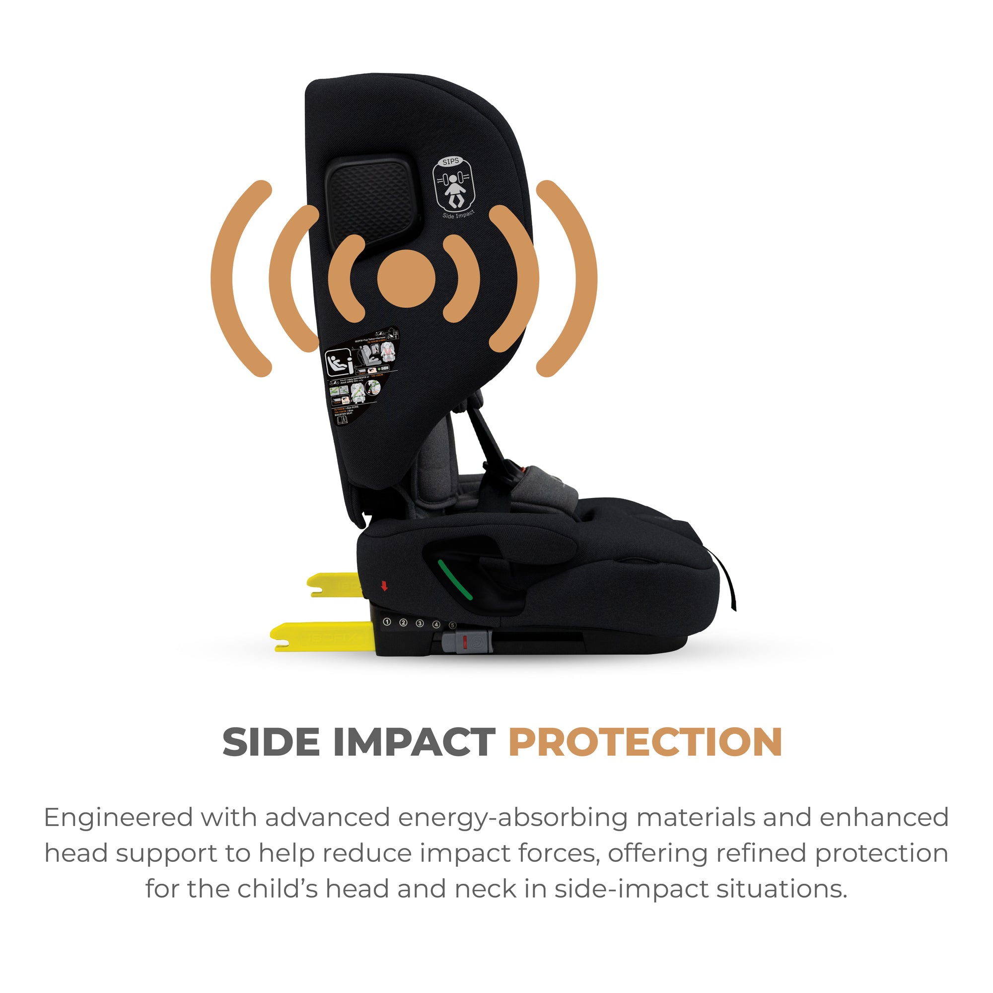 Neobreez - Gento Compact Foldable Travel Car seat with Isofix Group 1/2/3 - Black Grey