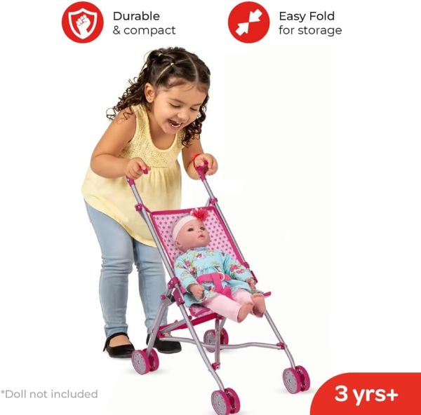 Baby doll buggy pink color for kids pretend play