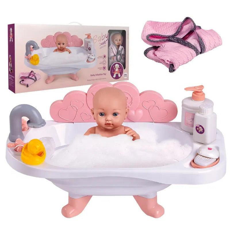 Baby doll with bathtub toy for pretend bath time play