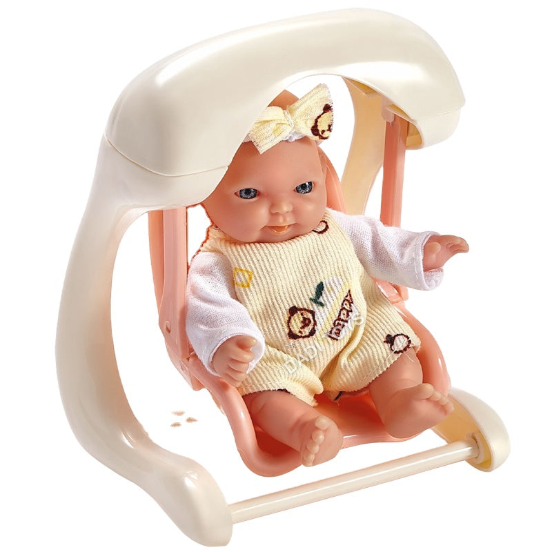 Baby doll with swing toy set for pretend play