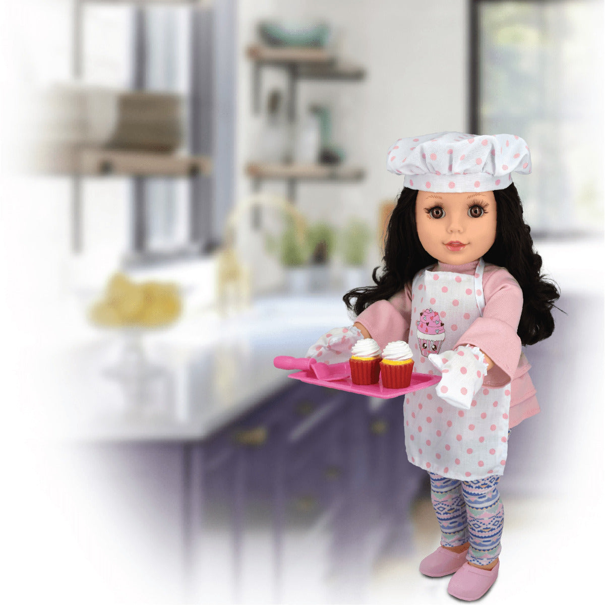 Baking theme baby doll with kitchen play accessories