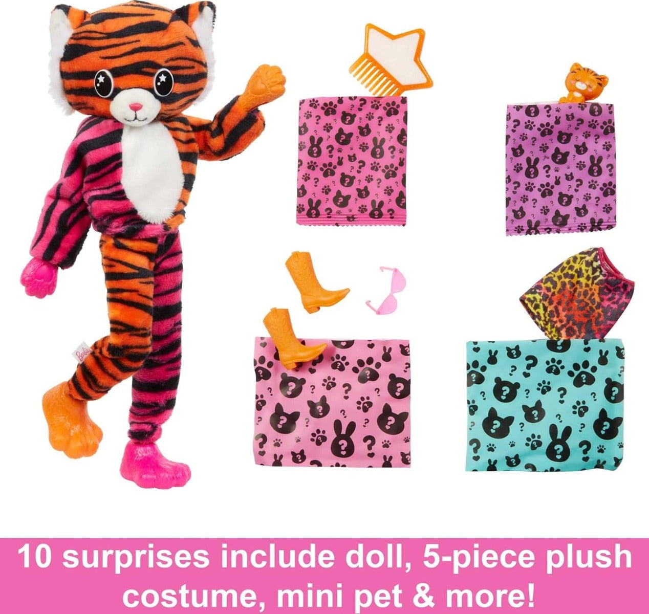 Barbie doll with tiger plush costume