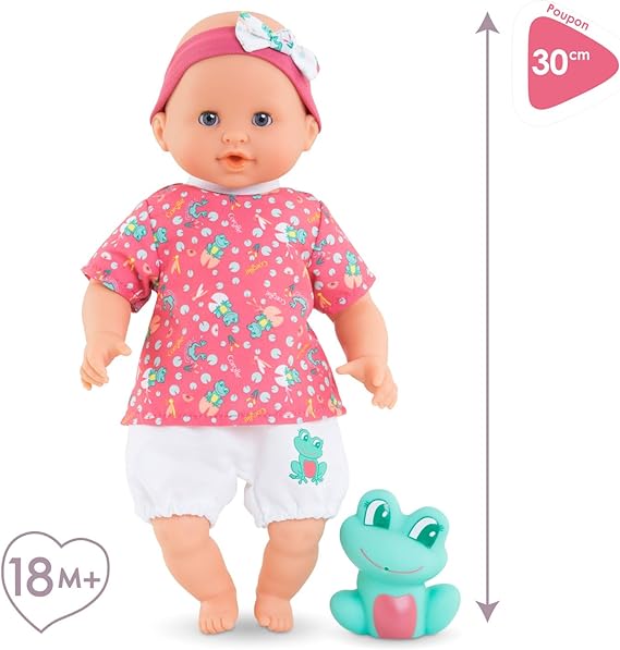 Bath baby doll with frog toy for kids water play