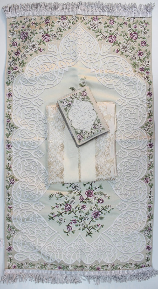 Beige Prayer Rug and Matching Cover