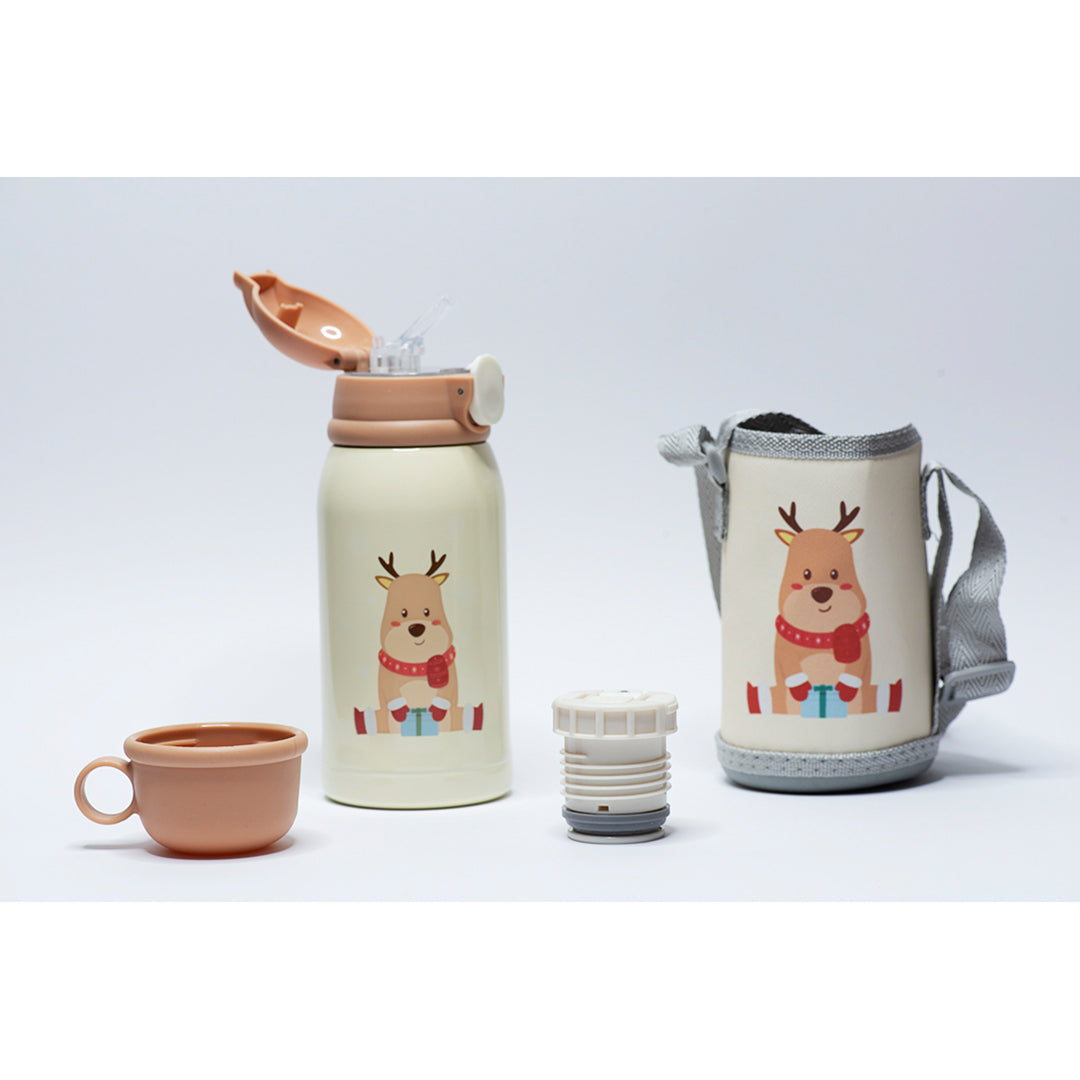 Bonjour Sip Box Beige Reindeer Kids Bottle