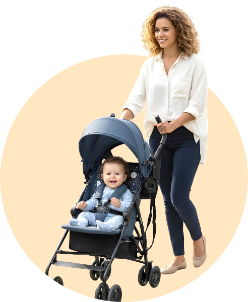 Moon Jet Ultra Light Weight Compact Fold Buggy Stroller Printed Cars Moon Yallatoys
