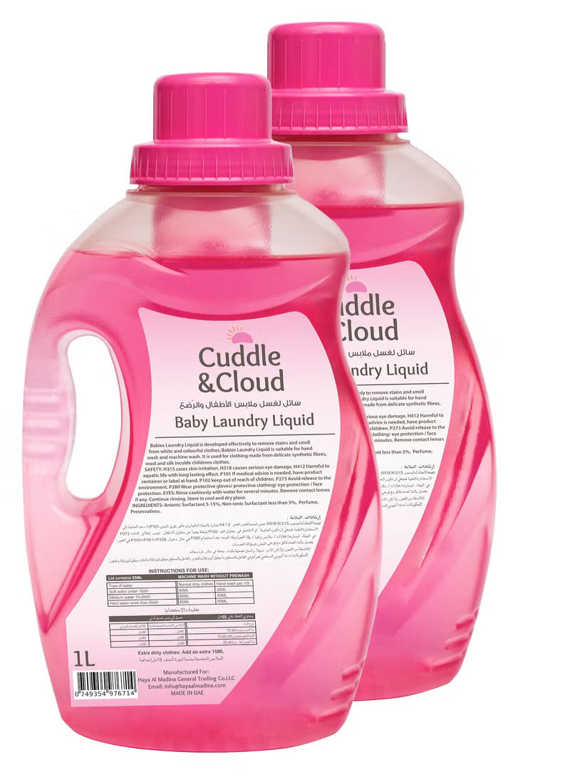Cuddle & Cloud Baby Laundry Liquid 1000 Ml Pack of 2 Value Pack Cuddle & Cloud Yallatoys