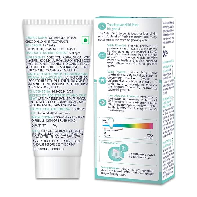 Chicco Toothpaste Mild Mint With Fluoride Chicco Yallatoys