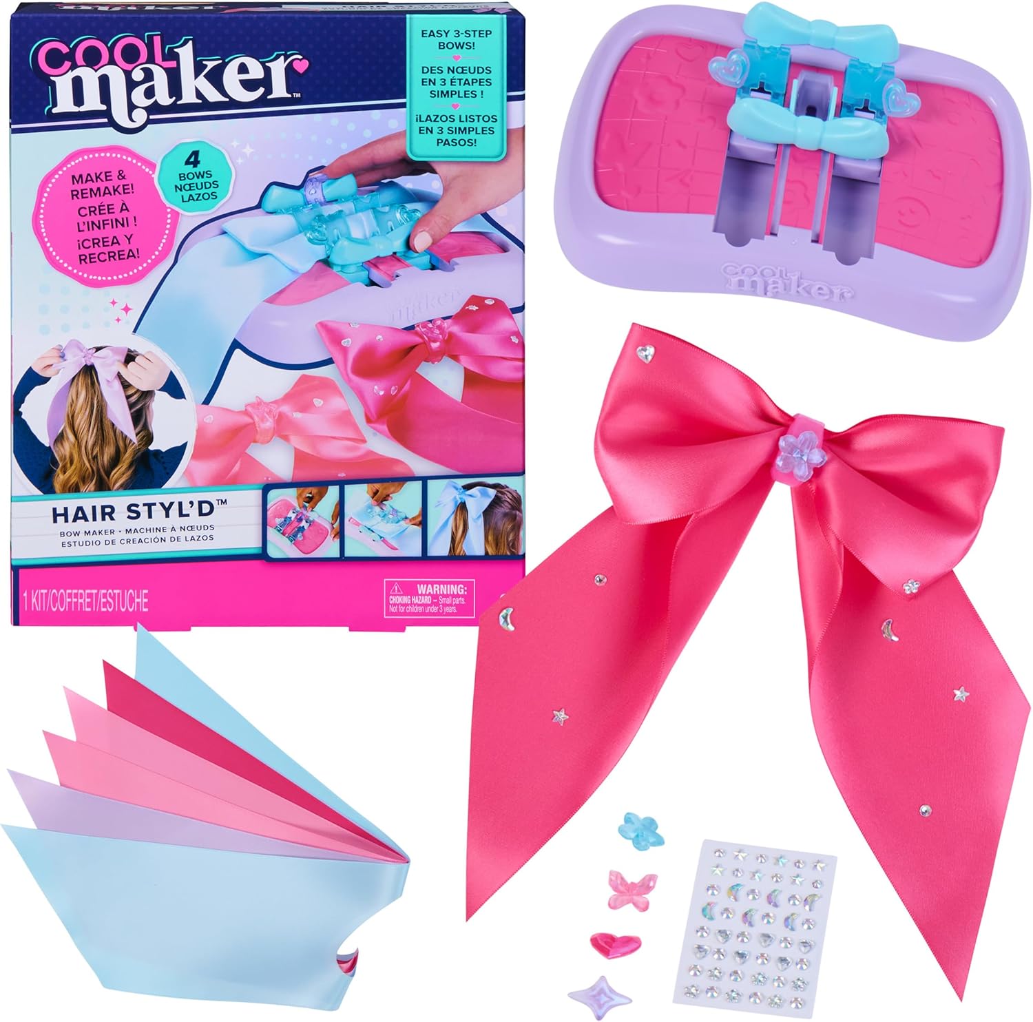 Cool Maker Hair STYL’d Bow Maker Make & Remake 4 Bows Cool Maker Yallatoys