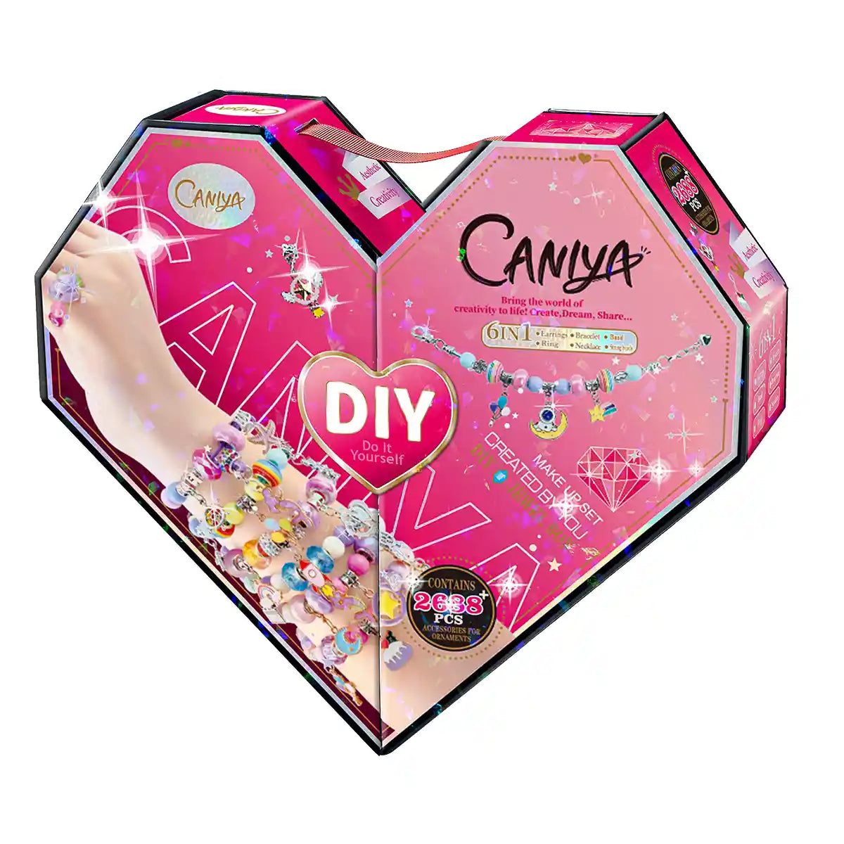 Caniya 6 in 1 DIY Jewelry Box Heart-Shaped