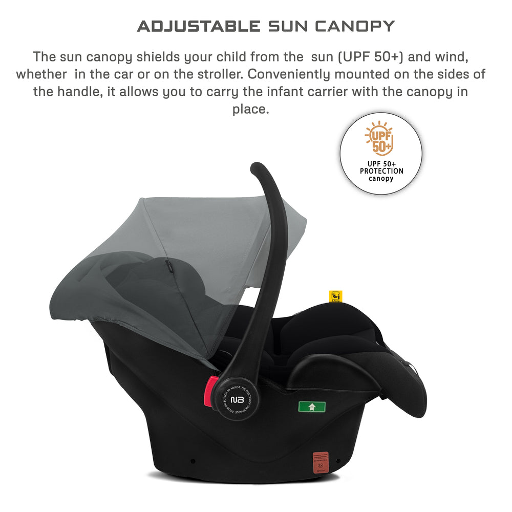 Neobreez I Sacro I Size Lightweight Baby Car Seat Carrier Grey/Black