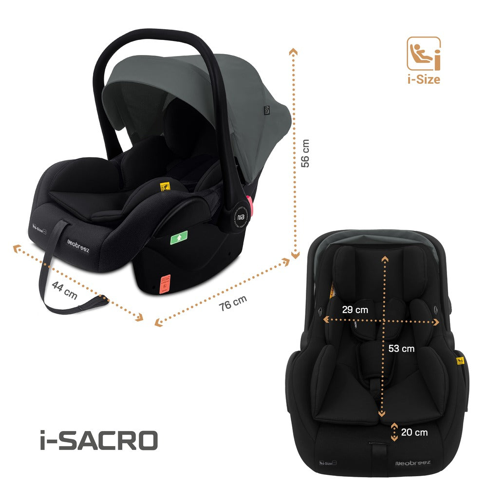 Neobreez i Sacro i Size Lightweight Baby Car Seat Carrier Grey/Black Neobreez Yallatoys