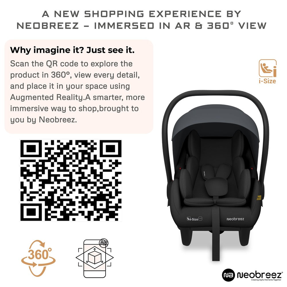 Neobreez i Sacro i Size Lightweight Baby Car Seat Carrier Grey/Black Neobreez Yallatoys