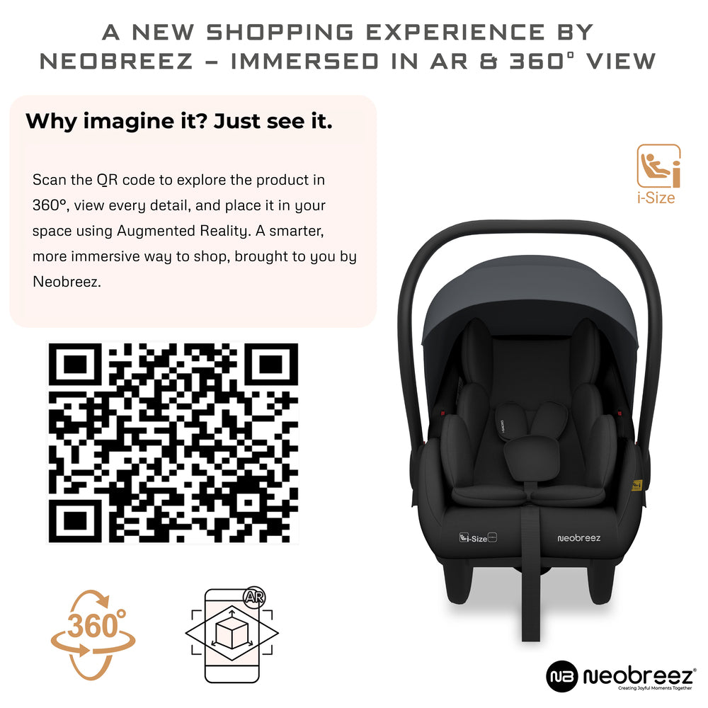 Neobreez I Sacro I Size Lightweight Baby Car Seat Carrier Grey/Black