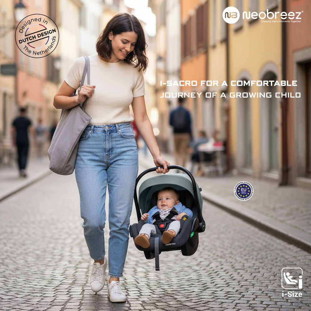Neobreez I Sacro I Size Lightweight Baby Car Seat Carrier Grey/Black