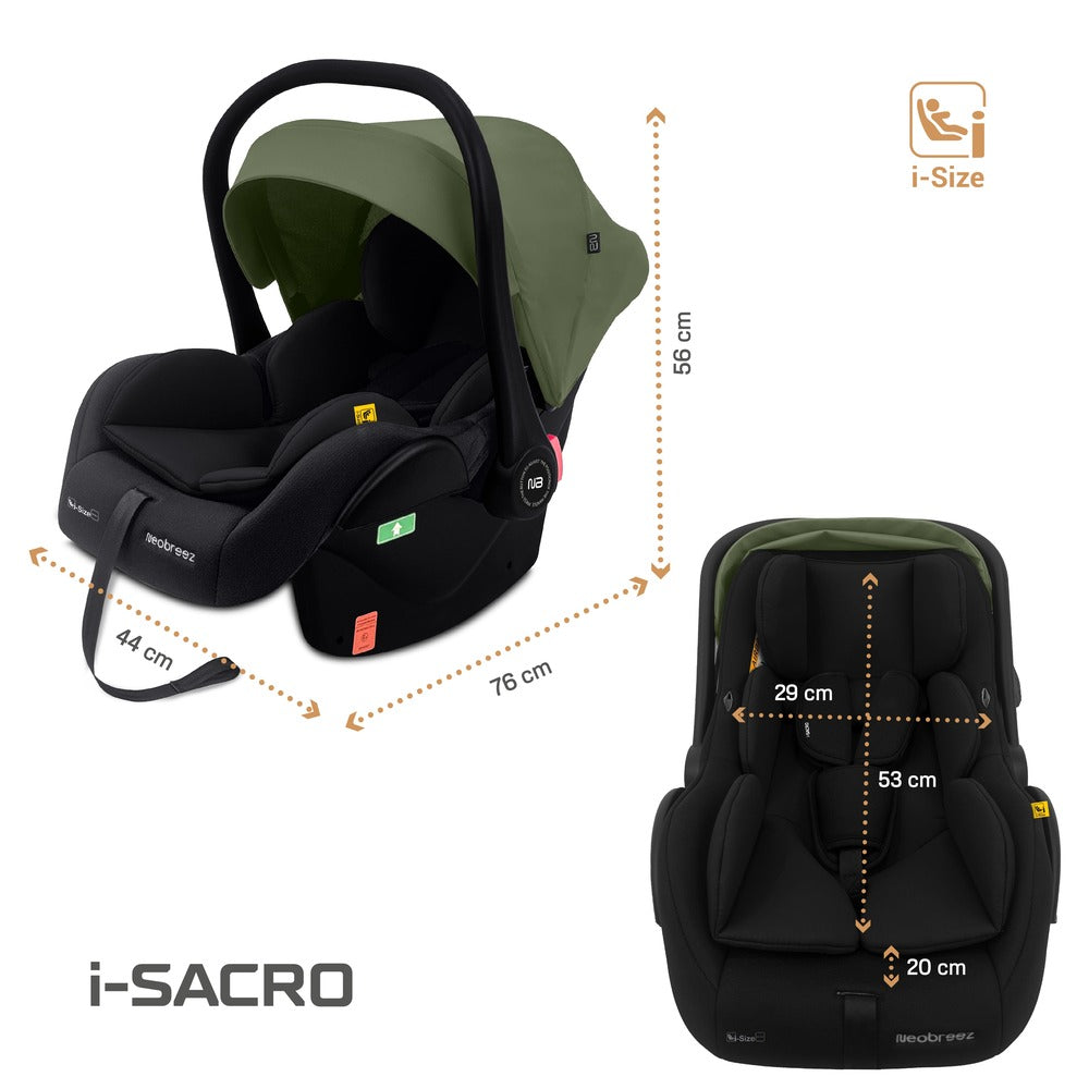 Neobreez I Sacro I Size Lightweight Baby Car Seat Carrier Black