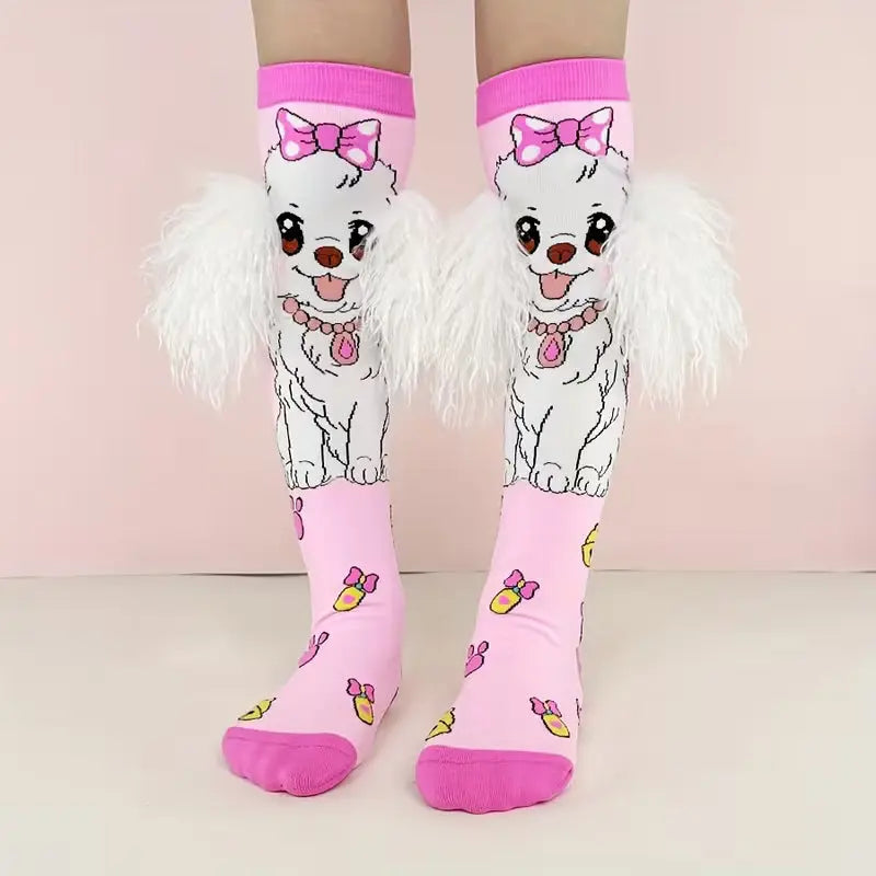 Crazy Socks Puppy Pattern And Ear Decor 3D Socks Crazy Socks Yallatoys