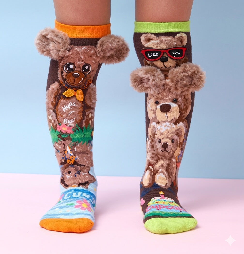 Crazy Socks 3D Bear Mismatch Socks Crazy Socks Yallatoys