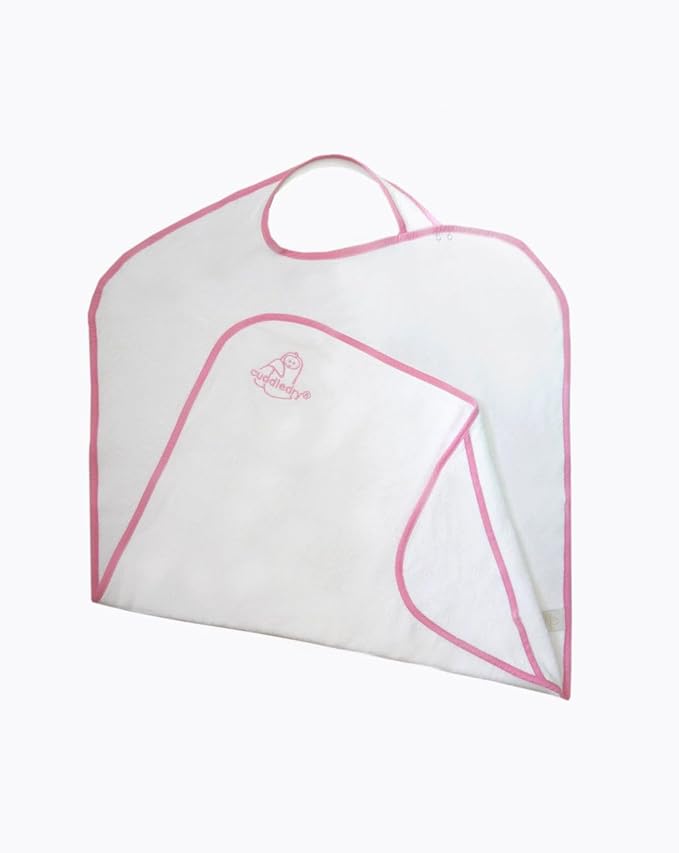 Cuddledry Handsfree Baby Towel Hooded White with Pink Edge Cuddledry Yallatoys