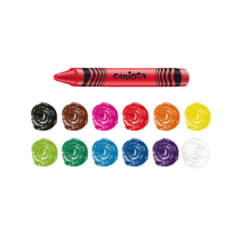 Carioca Kids 12 Pack Bright Wax Crayons