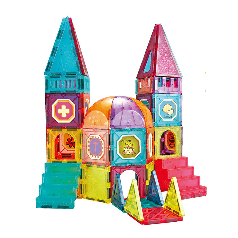Colorful 94-piece DIY magnetic tiles