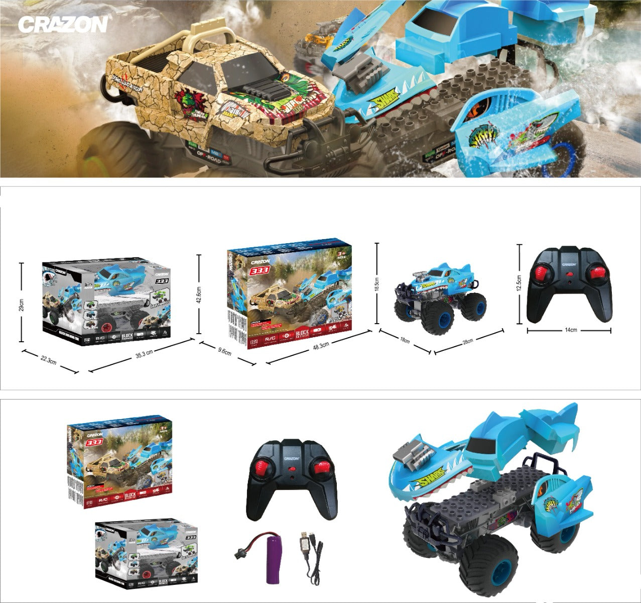 Crazon 2.4G 4WD Blue-Green toy 