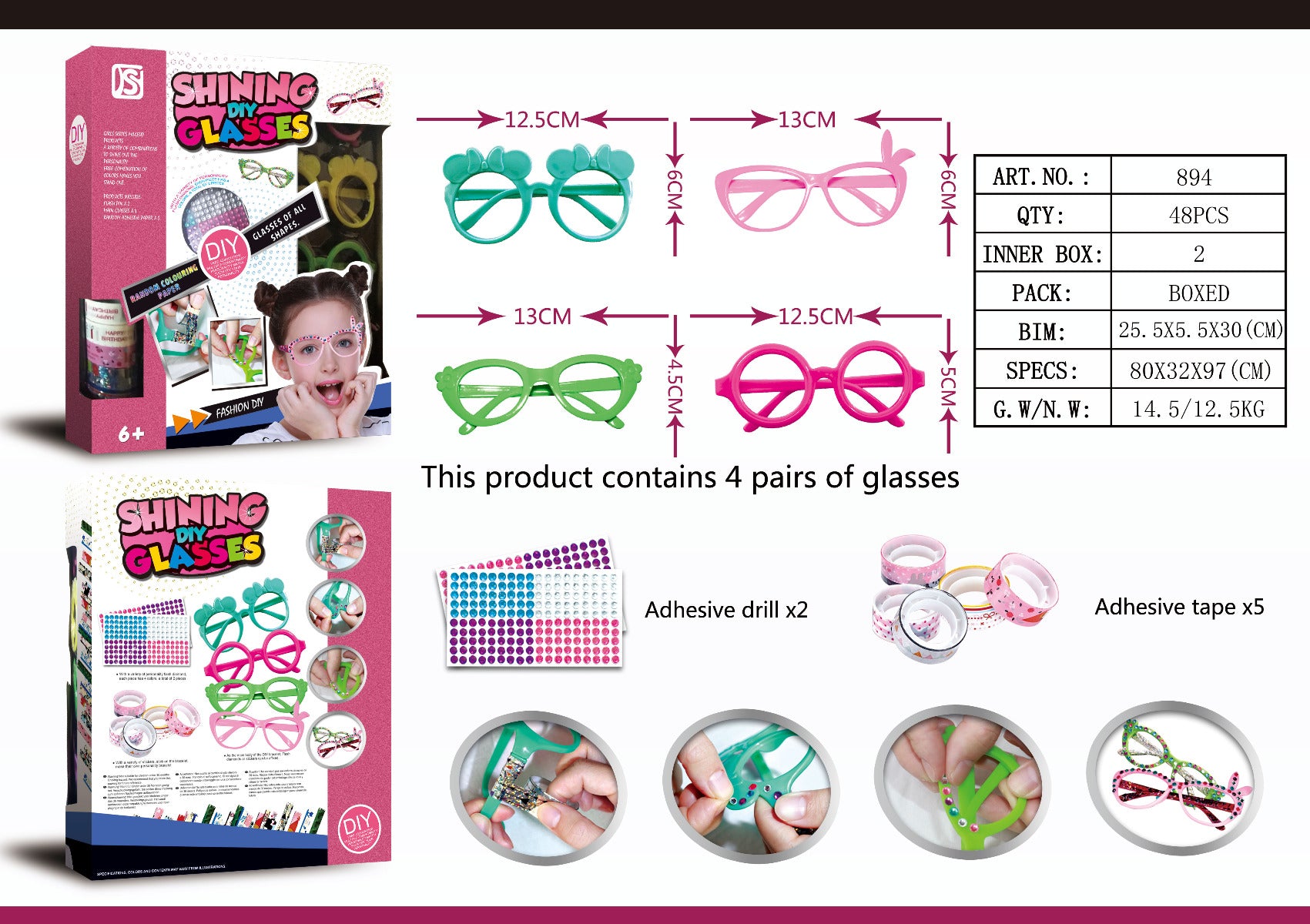 Custom DIY Plastic Glasses dimension