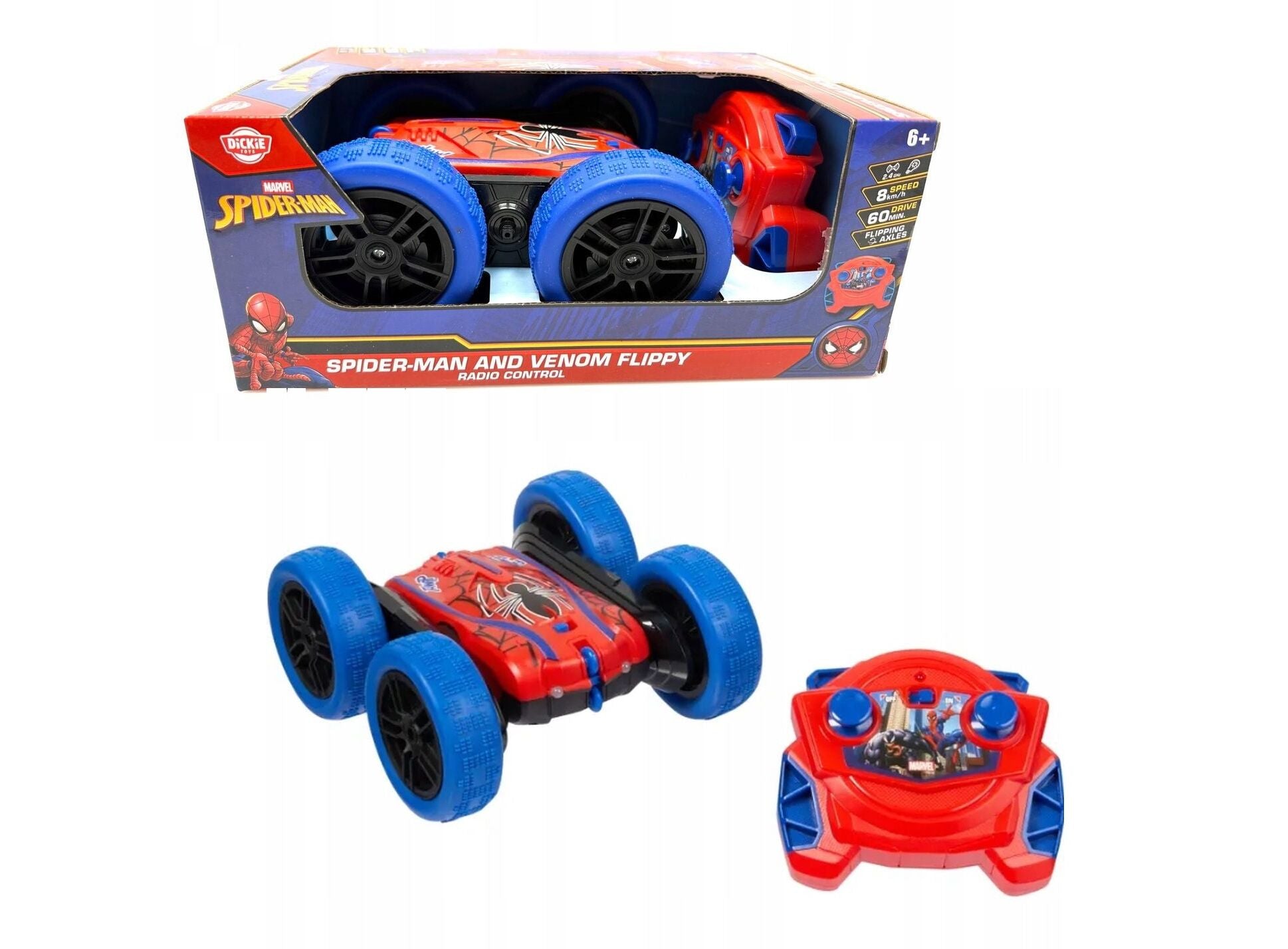 Dickie Remote Control Spider Man and Venom Flippy Car Dickie Yallatoys