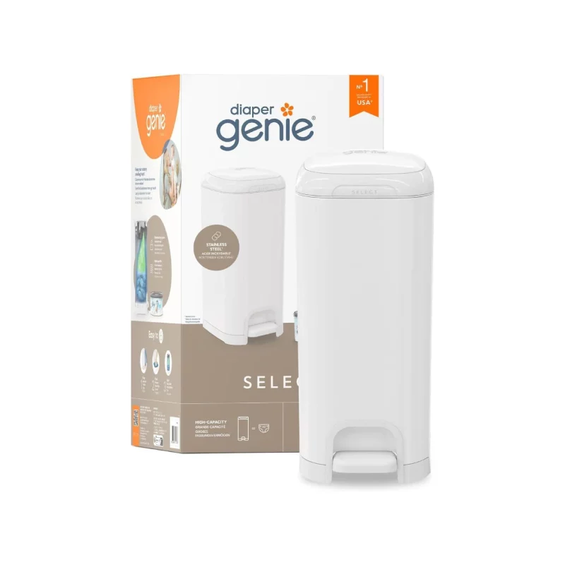 Diaper Genie Diaper Genie Select Odor Lock Stainless Steel Pail White Diaper Genie Yallatoys