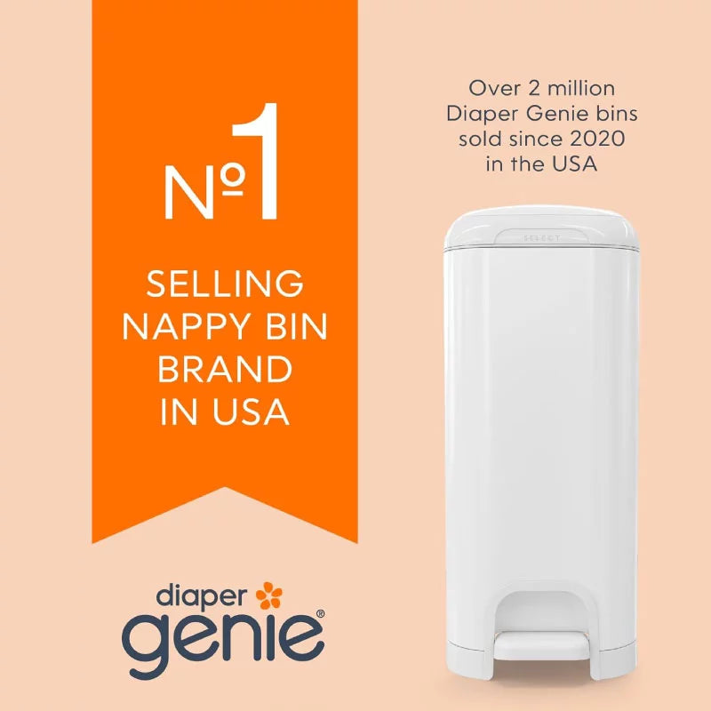 Diaper Genie Diaper Genie Select Odor Lock Stainless Steel Pail White Diaper Genie Yallatoys