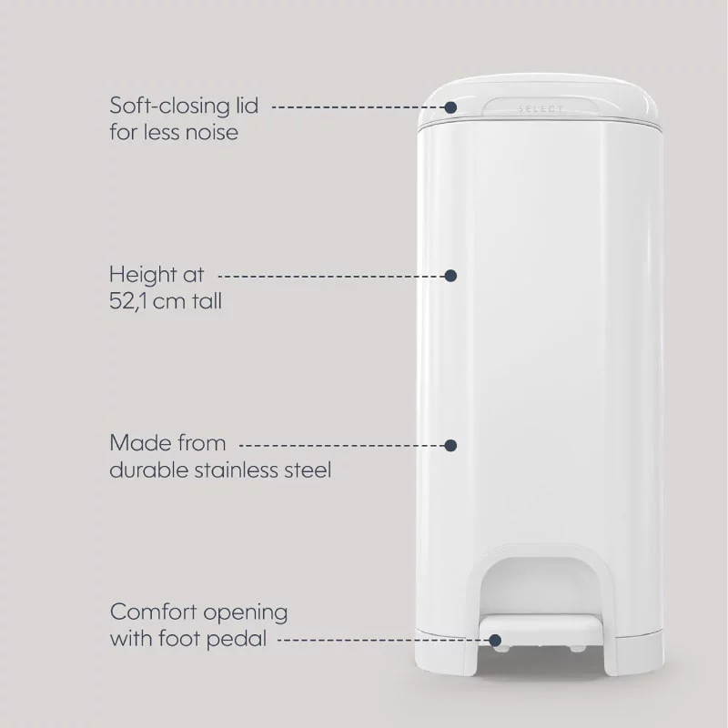 Diaper Genie Diaper Genie Select Odor Lock Stainless Steel Pail White Diaper Genie Yallatoys