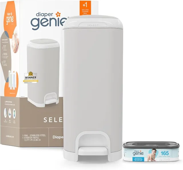 Diaper Genie Select Odor Lock Stainless Steel Pail Grey Diaper Genie Yallatoys