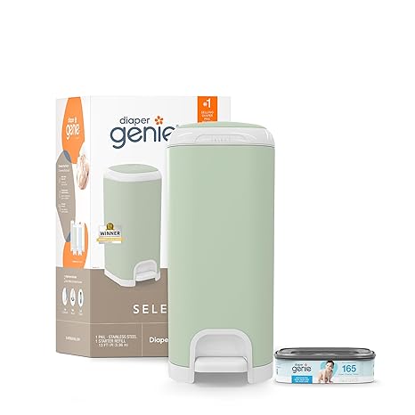 Diaper Genie Select Odor Lock Stainless Steel Pail Green Diaper Genie Yallatoys