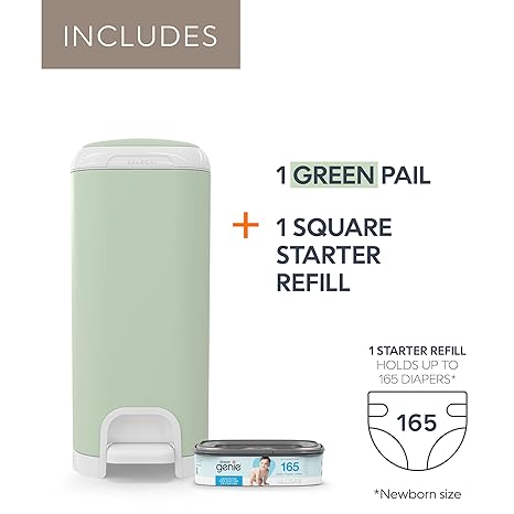 Diaper Genie Select Odor Lock Stainless Steel Pail Green Diaper Genie Yallatoys