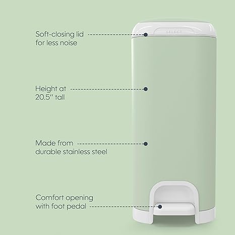 Diaper Genie Select Odor Lock Stainless Steel Pail Green Diaper Genie Yallatoys