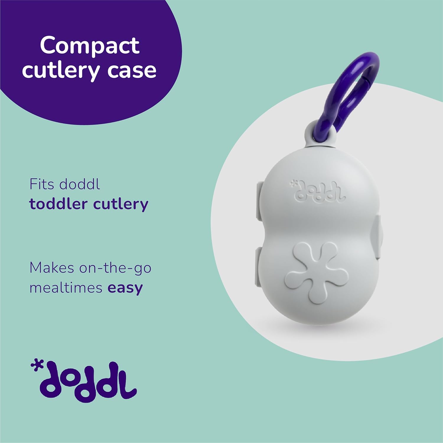 Doddl Toddler Cutlery Travel Case for 2 Piece and 3 Piece - Cool Grey