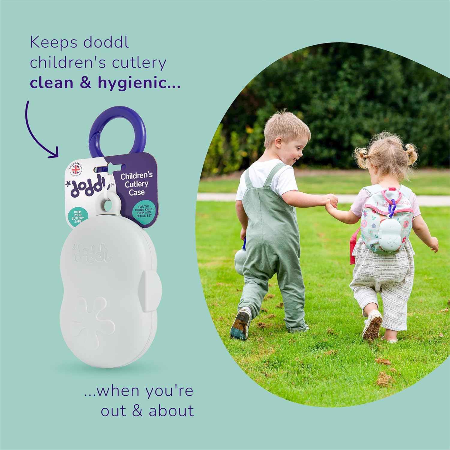 Doddl Toddler Cutlery Travel Case for 2 Piece and 3 Piece - Cool Grey
