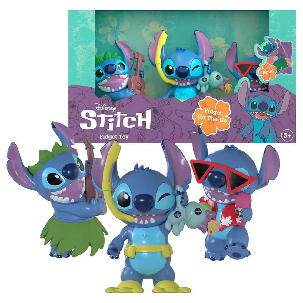 Disney Stitch Fidget Fun Hula/Scuba/Ice Cream with Keychain 3Pack