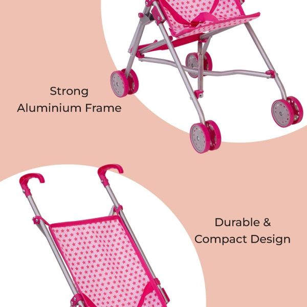 Doll stroller toy for girls with pink design
